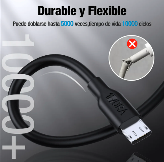 1hora 2.1a V8 Micro Usb 1m Rudo Carga Rápida Datos CAB236（PAQUETE DE 50PC ）