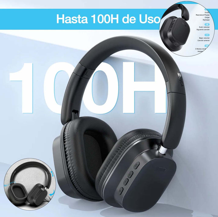 Audífonos Inalámbricos On-ear 1hora Micrófono Para Llamadas Color Negro AUT250（PAQUETE DE 12PC ）