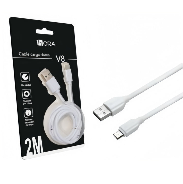 Cable USB 2m Cable V8 1Hora Carga Rapida Cable de Datos Entrada Micro USB CAB178（PAQUETE DE 50PC ）