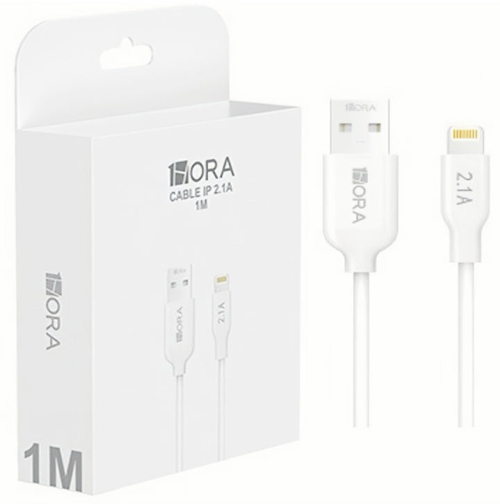Cable 1Hora USB IP Carga rapida 2.1amp 1 metro CAB238（PAQUETE DE 50PC ）