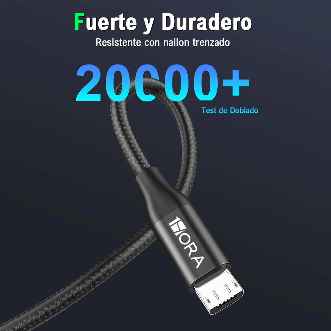 Cable Micro USB V8 1m Cable de Datos 1Hora 2.4A Trenzado Datos CAB248（PAQUETE DE 50PC ）