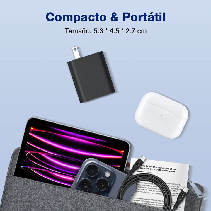 Cargador USB C PD 30W 1Hora Tipo C Carga Super Rápido con Cable 1M Tipo C a C GAR165（PAQUETE DE 10PC ）