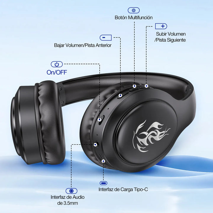 Audífonos Inalámbricos Bluetooth On Ear Headphones 1Hora Compatibles con iPhone, Android y Tabletas - Llamadas Manos Libres Con Micrófono AUT202（PAQUETE DE 12PC ）