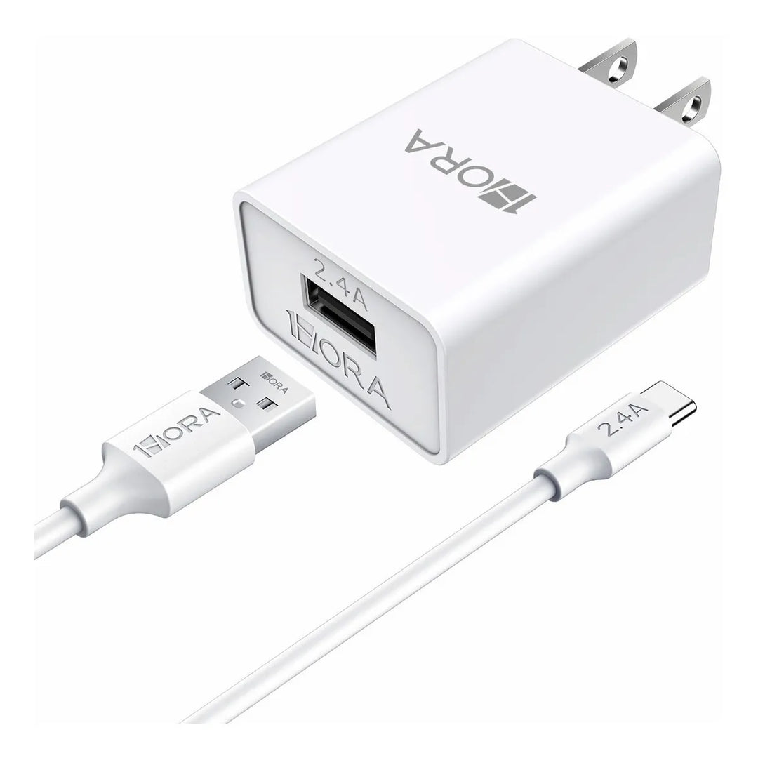 Combo Cargador Carga Rápida Tipo C Usb Celular 2.4a 1hora GAR142（PAQUETE DE 50PC ）