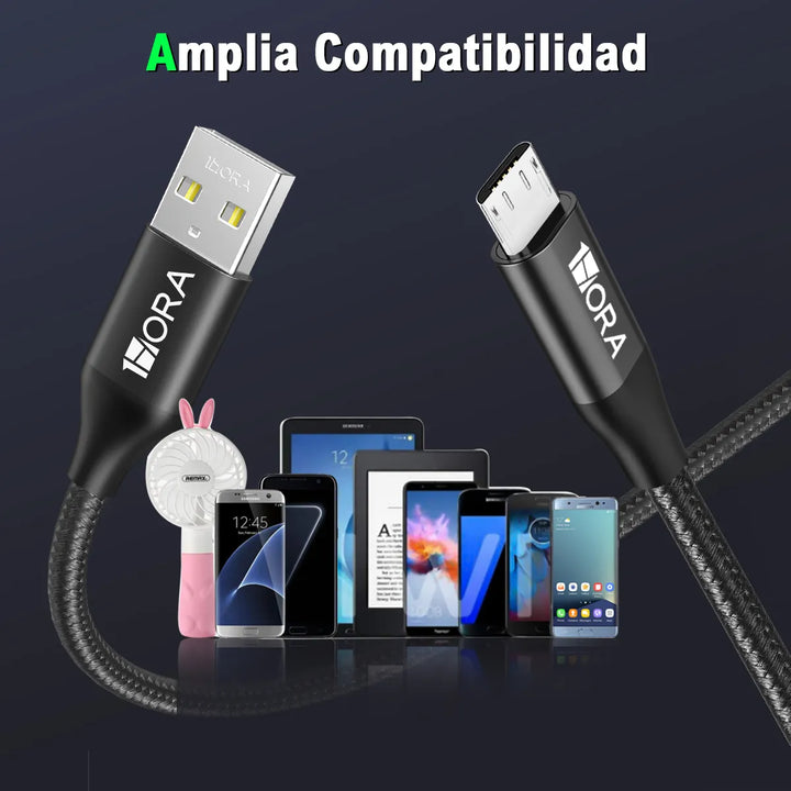 Cable Micro USB V8 1m Cable de Datos 1Hora 2.4A Trenzado Datos CAB248（PAQUETE DE 50PC ）