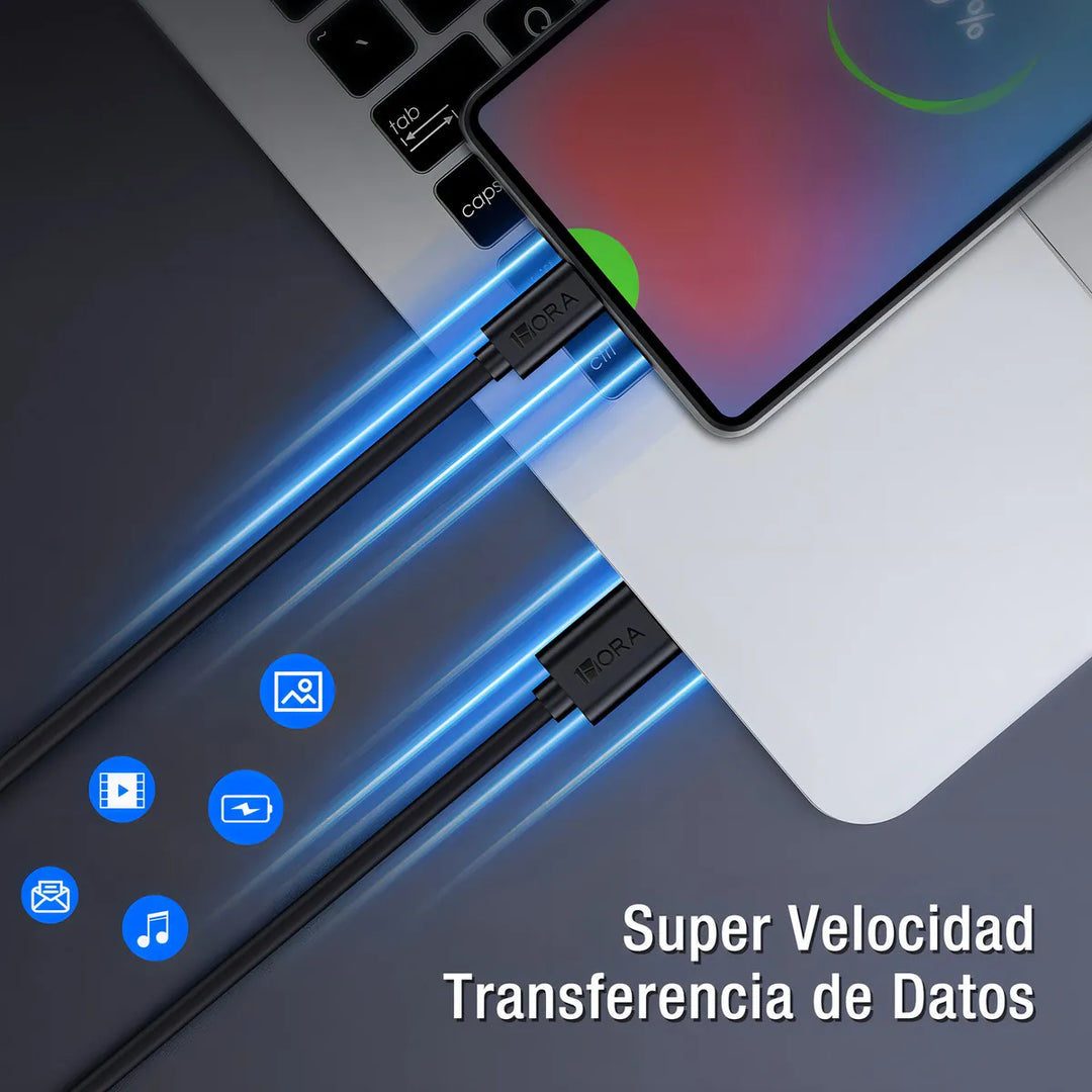 Cable usb 2.0 2m 1Hora CAB185 con entrada USB salida USB Tipo C（PAQUETE DE 50PC ）