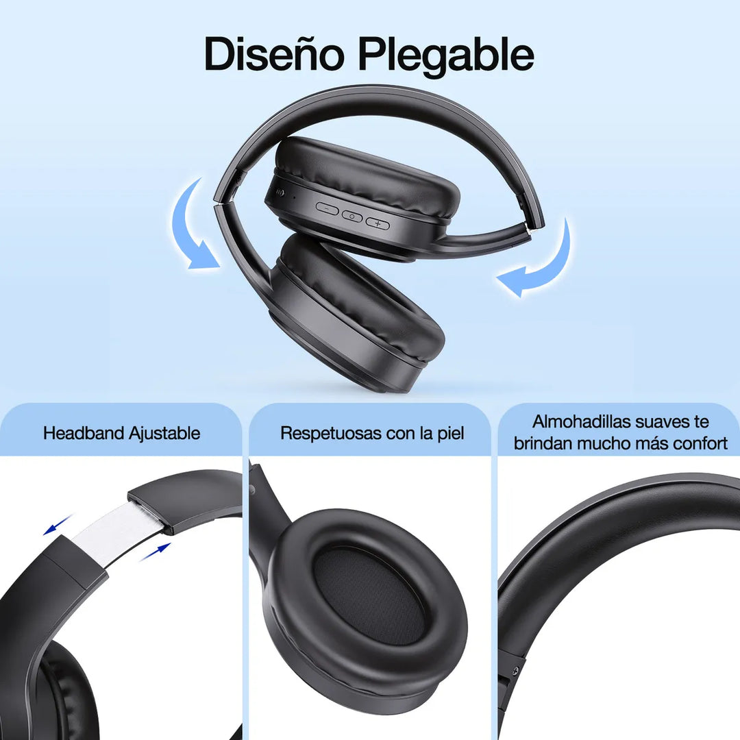 Audífonos Inalámbricos Bluetooth On Ear Headphones 1Hora Compatibles con iPhone, Android y Tabletas - Llamadas Manos Libres Con Micrófono AUT202（PAQUETE DE 12PC ）