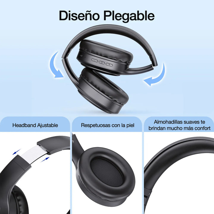 Audífonos Inalámbricos Bluetooth On Ear Headphones 1Hora Compatibles con iPhone, Android y Tabletas - Llamadas Manos Libres Con Micrófono AUT202（PAQUETE DE 12PC ）