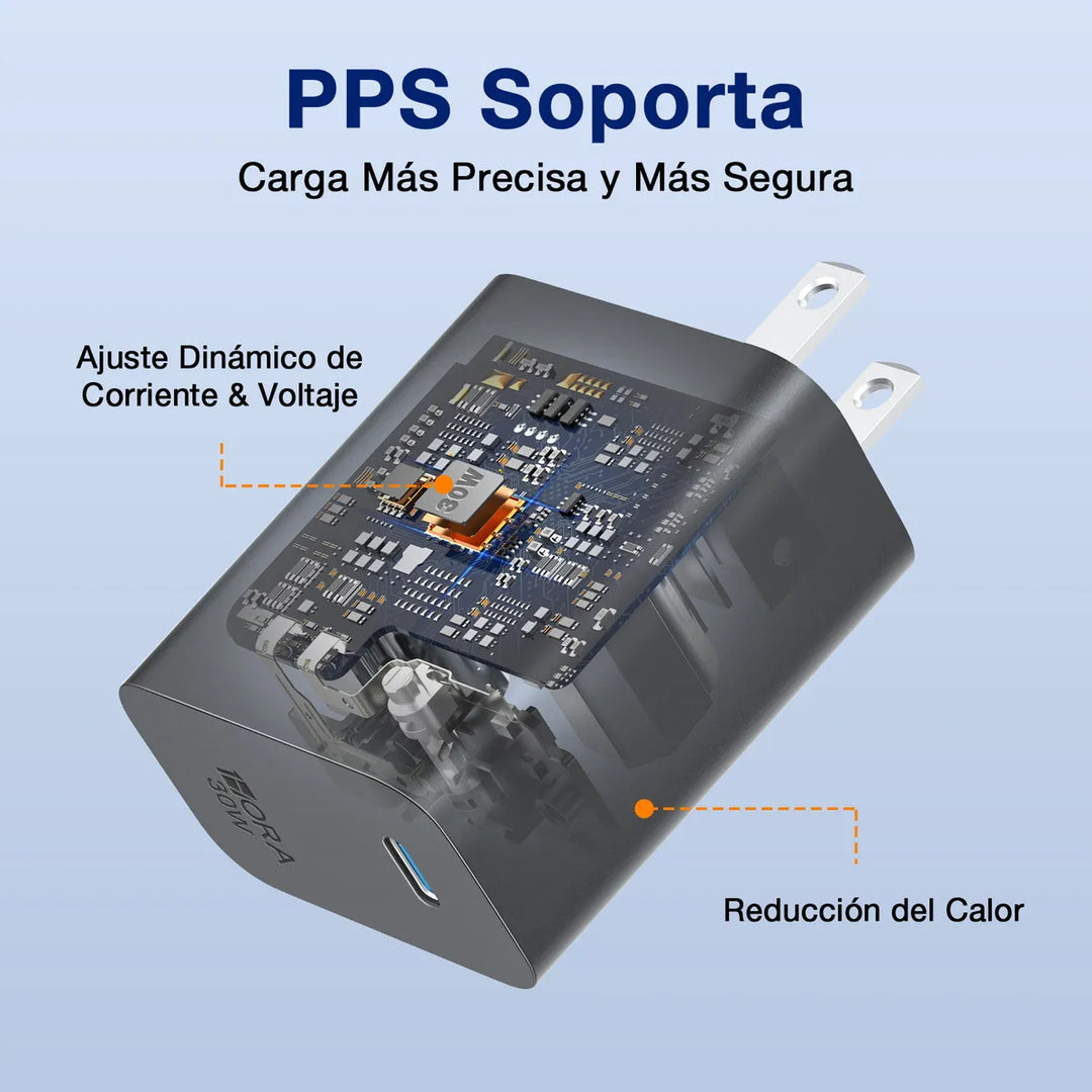 Cargador USB C PD 30W 1Hora Tipo C Carga Super Rápido con Cable 1M Tipo C a C GAR165（PAQUETE DE 10PC ）