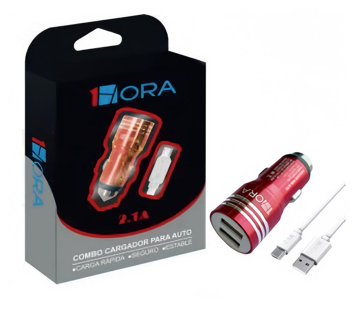 Cargador 1hora Automóvil 2.1a Doble Usb Cable V8 GAR089（PAQUETE DE 50PC ）