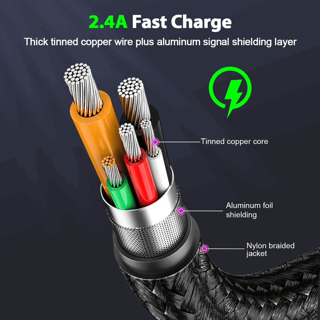 CABLE TIPO C 2.4A TRENZADO 1HORA CAB249（PAQUETE DE 50PC ）